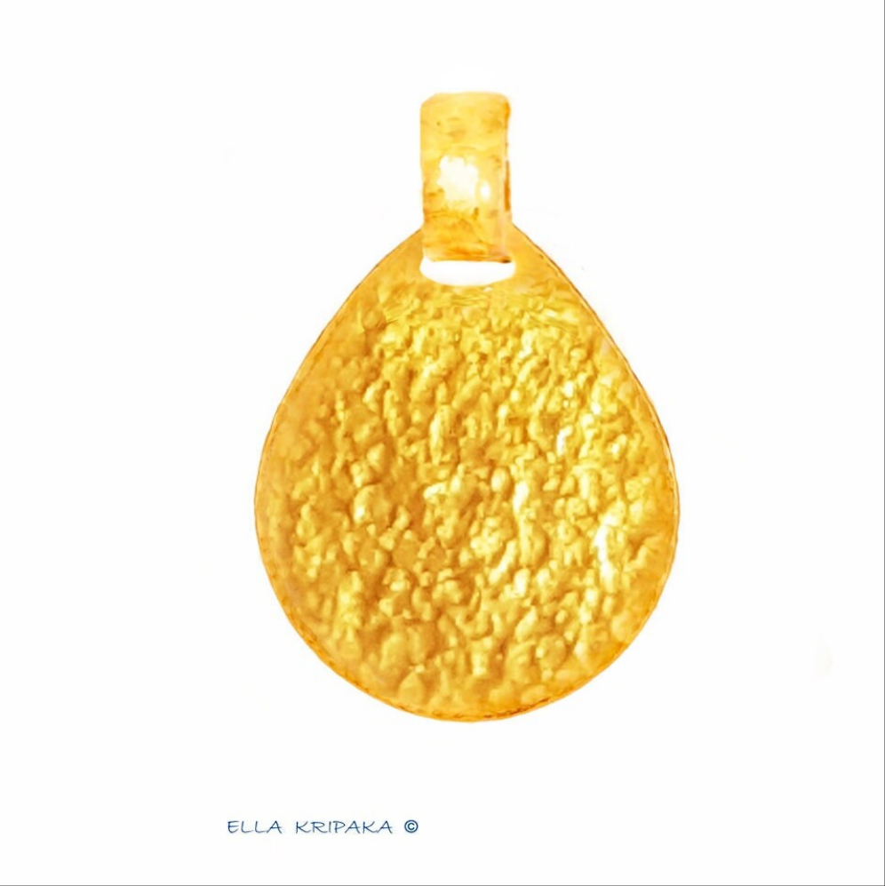 Custom Solid 24k 9999 Gold 9g and 13g, Hammered Drop Thick Pendant Durable Length 27mm and 32mm