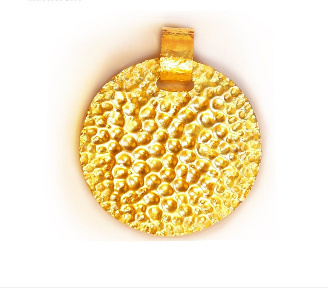 Hammered 24k gold hammered 9999 gold organic pendant, hammered 22k gold pendant, custom handmade 24k gold jewelry, organic 24k gold pendant, forged 24k 9999 gold pendant