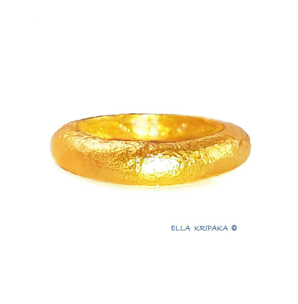 Custom Solid 24k 9999 Gold 10g/size 6US Hammered Ancient Rome Ring 4.5mm Can Be 22k Gold