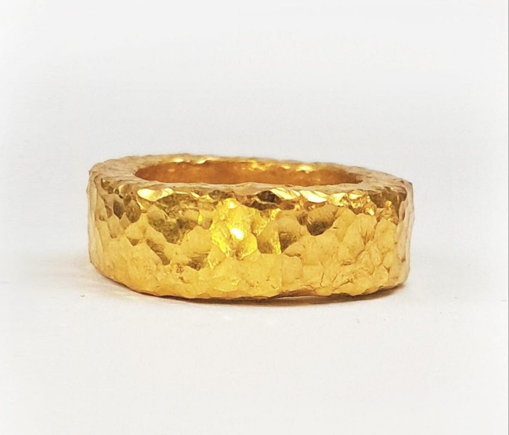 Hammered 24k Gold Hammered 9999 Gold Ring Organic Hammered 22k Gold Artist Ella Kripaka