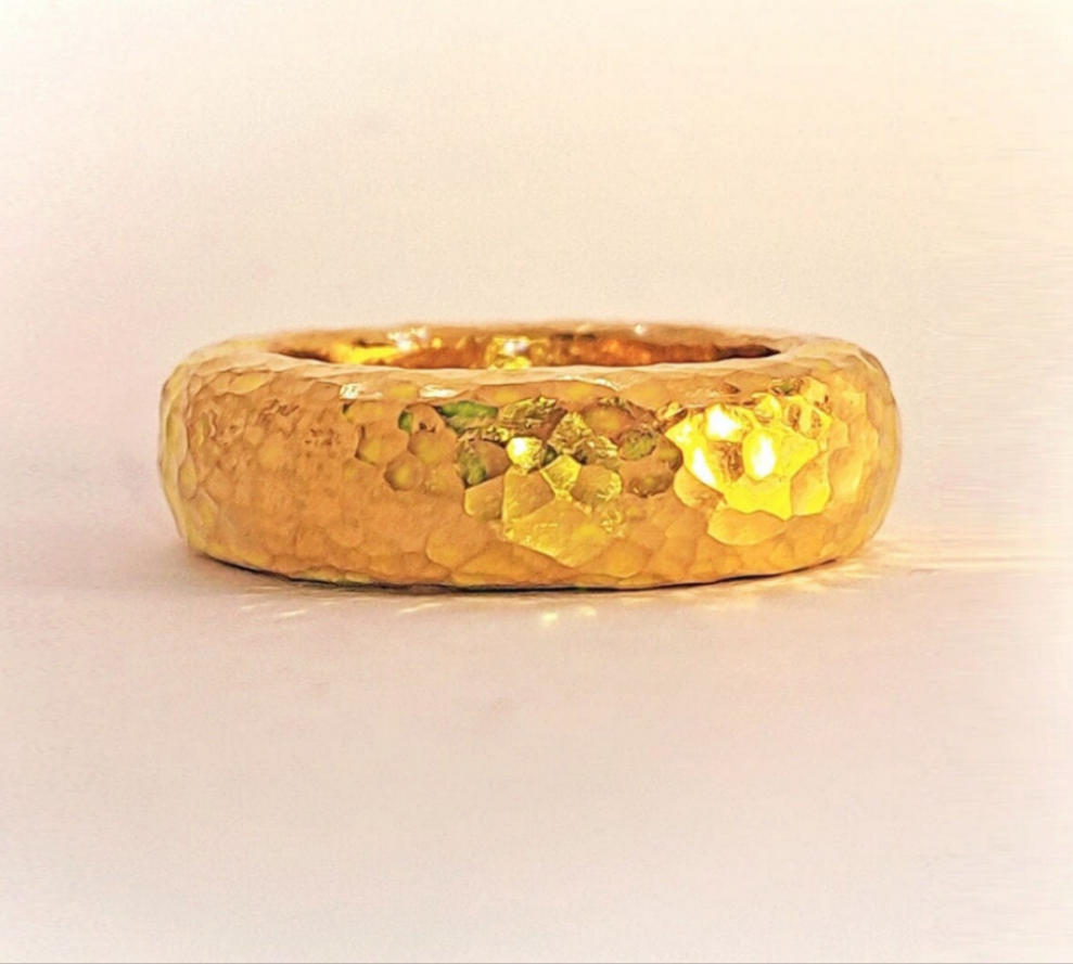 Hammered 24k Gold Hammered 9999 Gold Ring Ancient Rome Hammered 22k Gold Artist Ella Kripaka