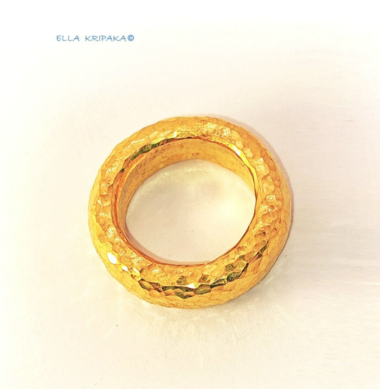 Custom Solid 24k 9999 Gold 28g size 6 US Ancient Rome Hammered Ring 6.5mm