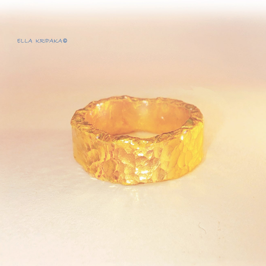 Hammered 24k Gold Hammered 9999 Gold Ring Organic Hammered 22k Gold Artist Ella Kripaka