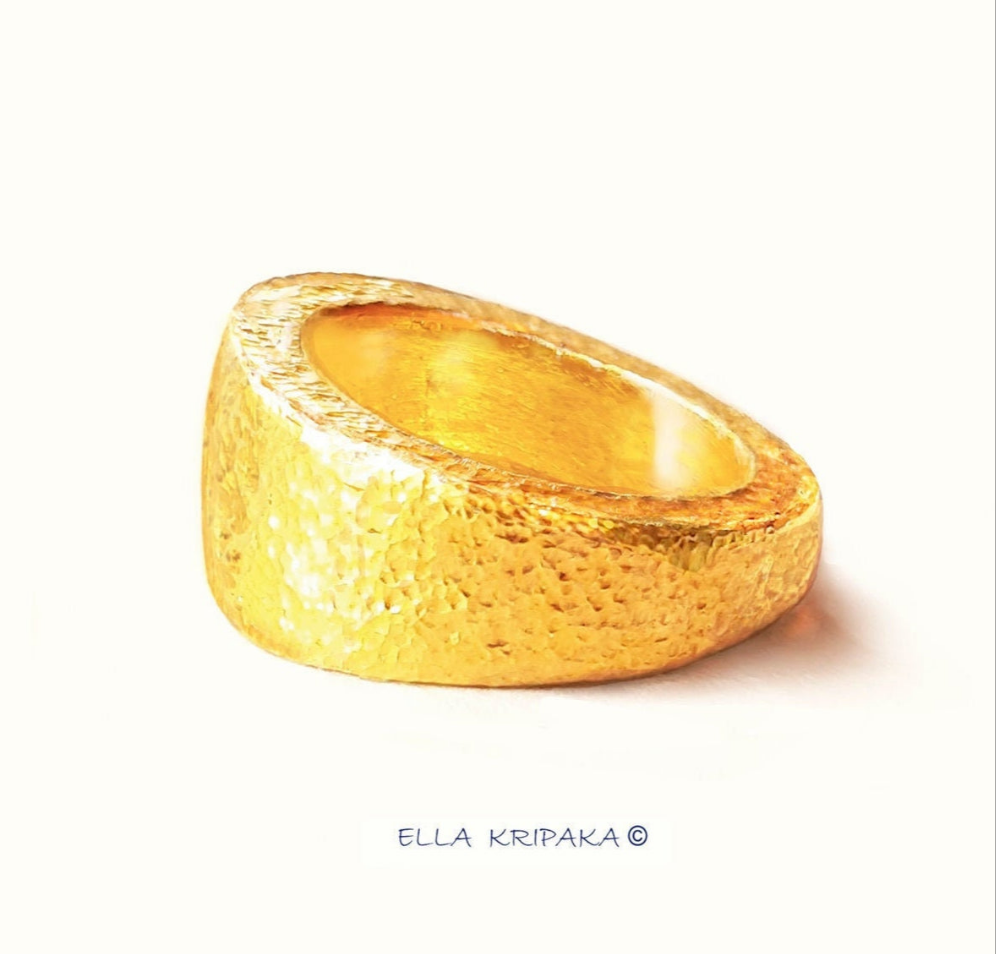 Custom Solid 24k 9999 Gold 28g/size 6US Ancient Rome Ring Signet 10mm Can Be 22k Gold