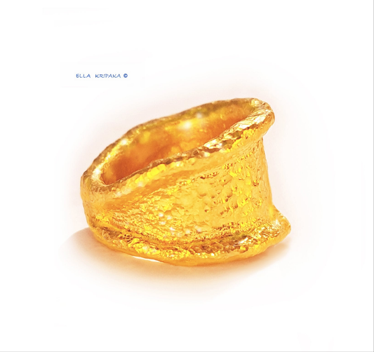 Hammered 24k Gold Hammered 9999 Gold Ring Organic Hammered 22k Gold Artist Ella Kripaka