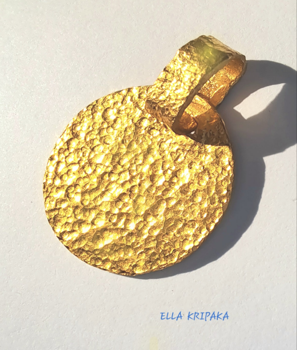 Custom Solid 24k 9999 Gold 5g and 7.5 Hammered Disk Pendant Durable Length 25mm and 30mm