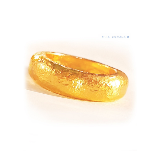 Hammered 24k Gold Solid 9999 Gold Ring Ancient Rome Hammered 22k Gold Artist Ella Kripaka