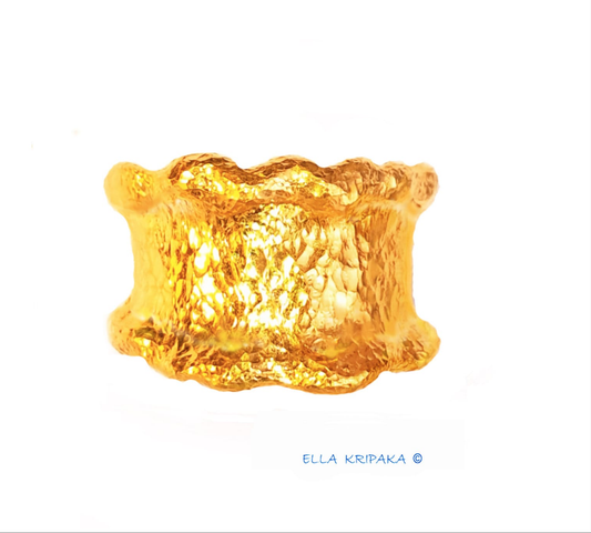 Hammered 24k Gold Hammered 9999 Gold Ring Organic Hammered 22k Gold Artist Ella Kripaka