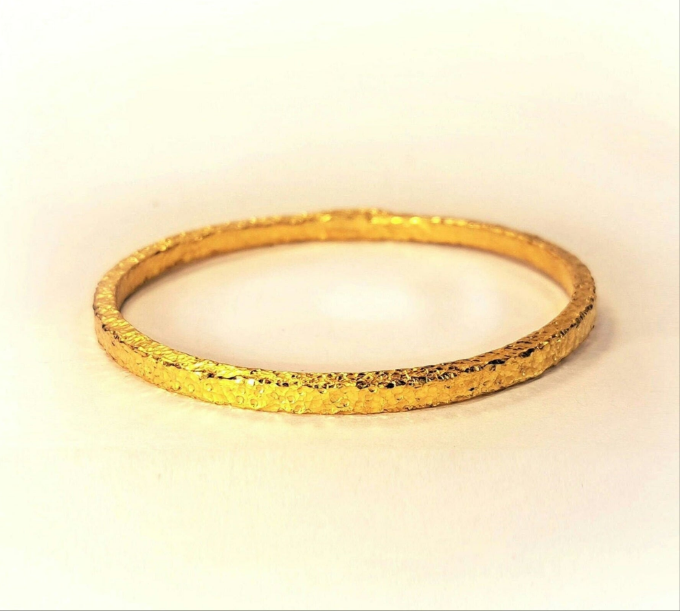 Custom hammered 24k gold 9999 gold bangle thick bracelet Ancient Rome, forged 24k gold bangle, can be hammered 22k gold bracelet, pure 24k 9999 gold