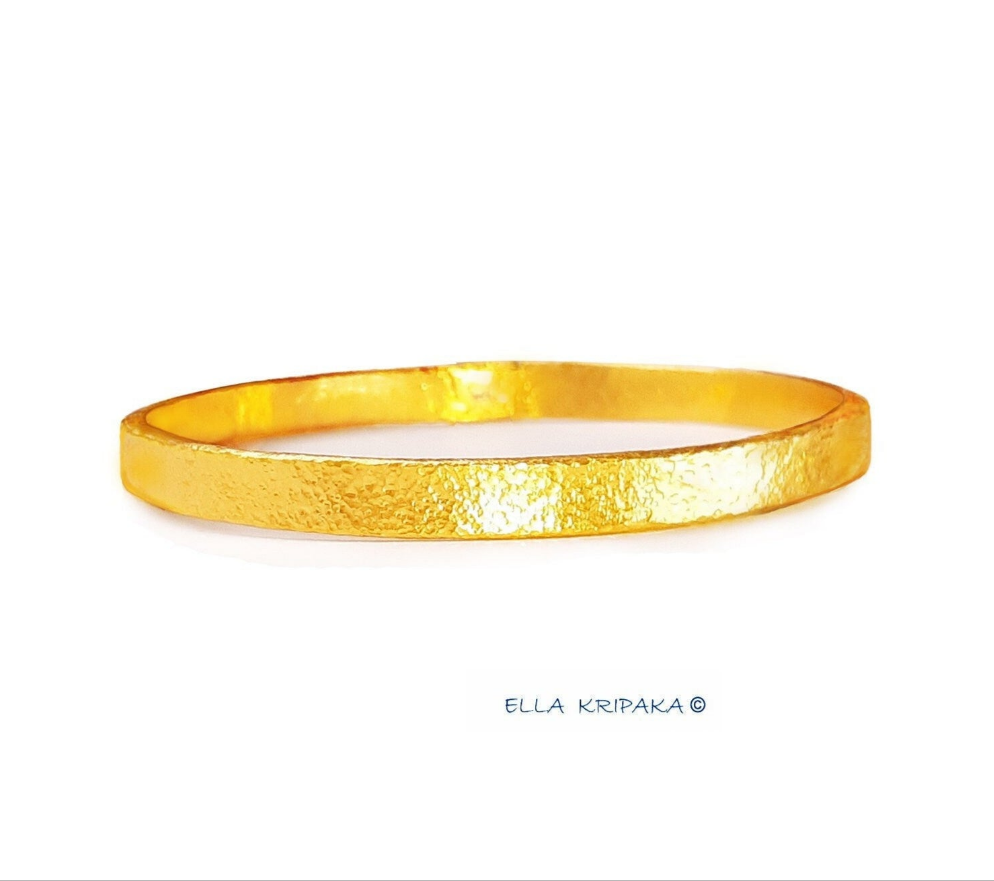 Custom Solid 24k 9999 Gold 67g/7in size Hammered Ancient Rome Bracelet Bangle 6.2mm Can Be 22k Gold