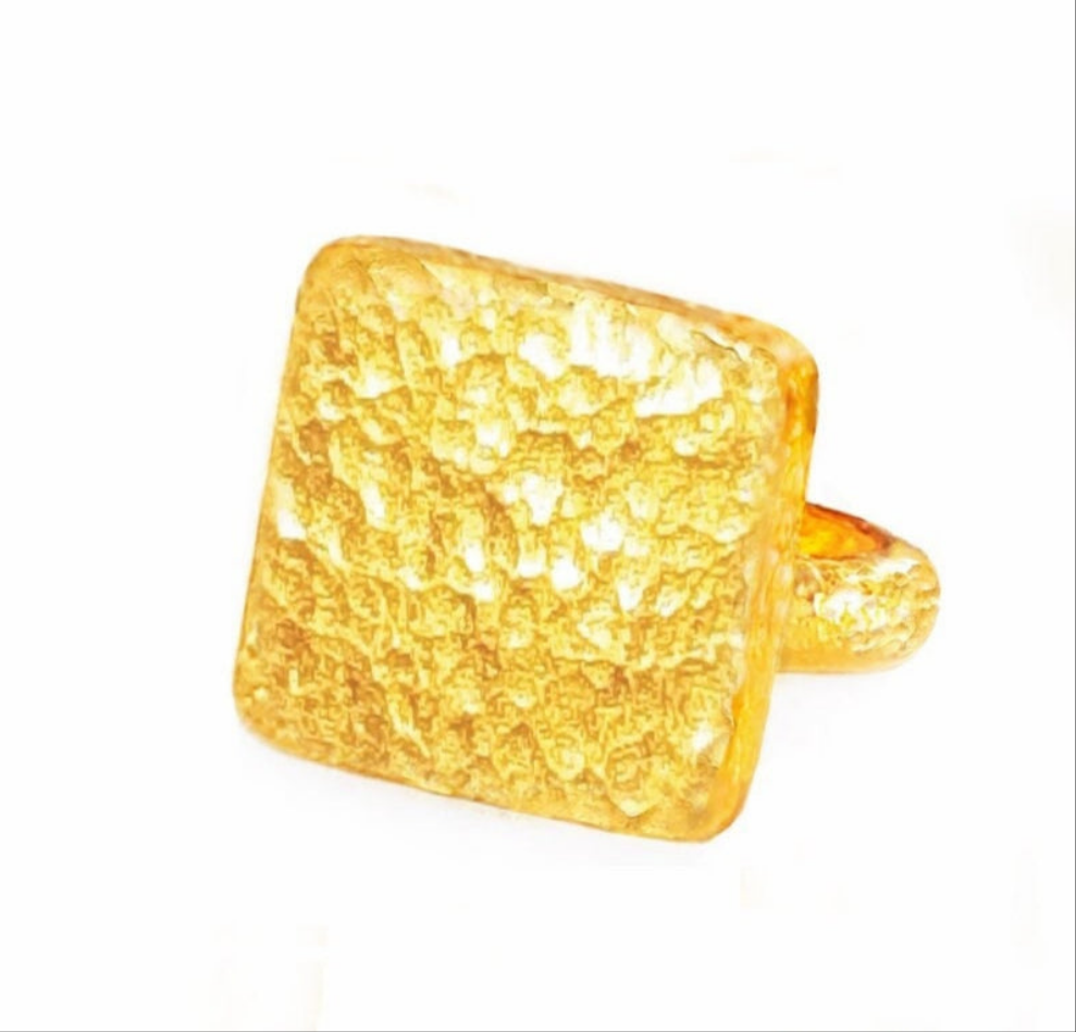 Custom Solid 24k 9999 Gold 38g/size 6US Hammered Ancient Rome Signet Ring 20mm Can Be 22k Gold