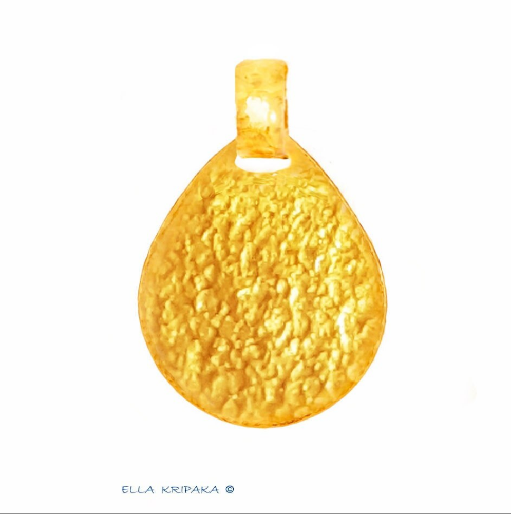 Custom Solid 24k 9999 Gold 5g and 7.5 Hammered Drop Pendant Durable Length 27mm and 32mm