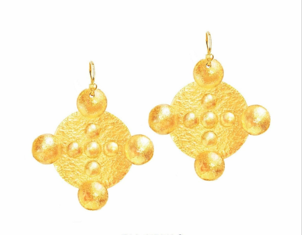 Custom Solid 24K 9999 Gold 9g and 26g Hammered Byzantine Empire Earrings 35mm and 55mm Can Be 22k Gold