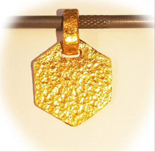 Hammered 24k gold hammered 9999 gold pendant, hammered 22k gold pendant, custom handmade 24k gold jewelry, Ancient Rome 24k gold pendant, forged 24k 9999 gold pendant