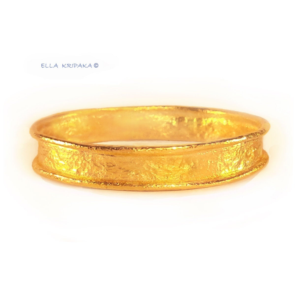 Custom Solid 24k 9999 Gold 72g/7in size Hammered Ancient Rome Bracelet Bangle 12mm Can Be 22k Gold