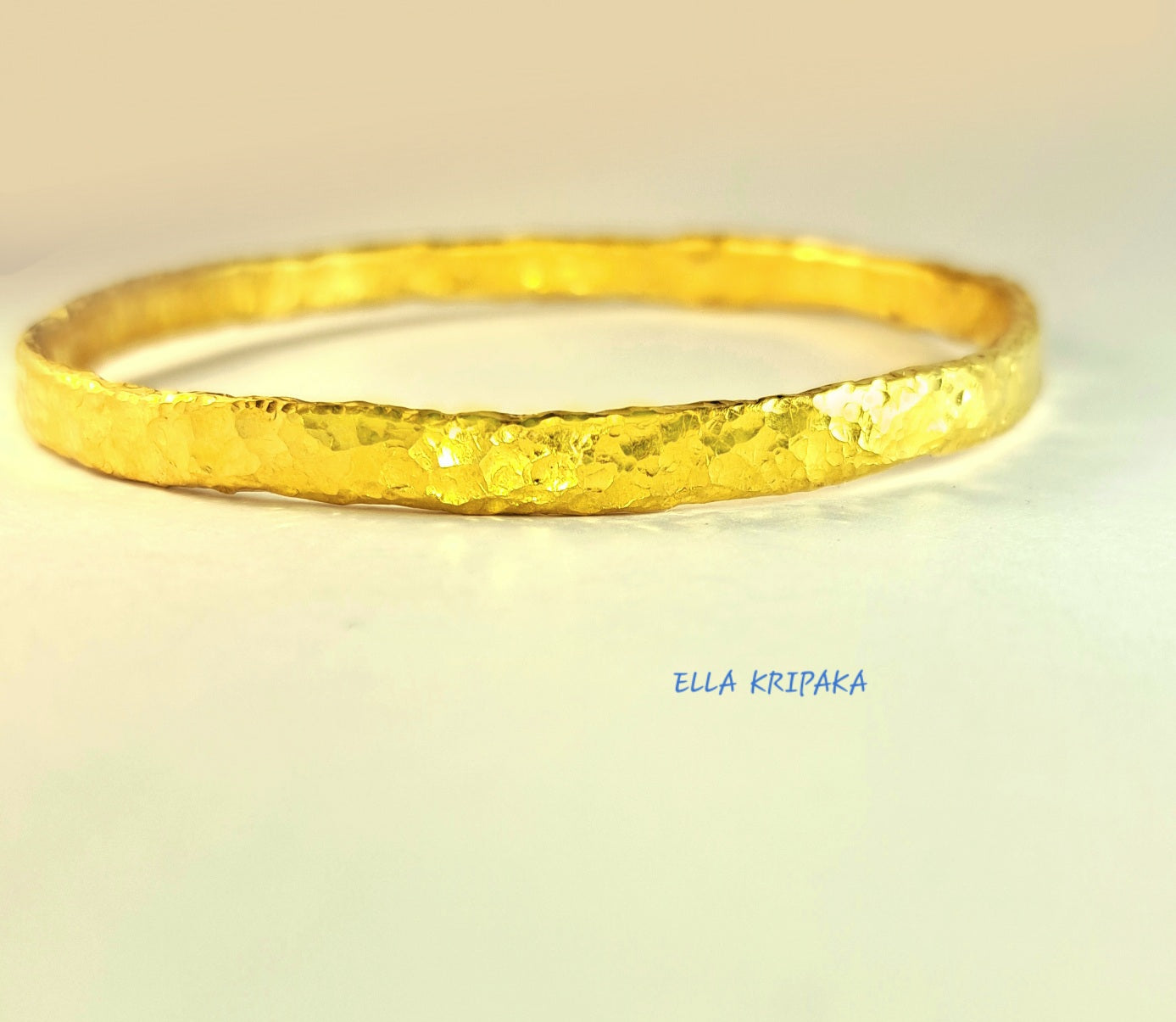 Custom Solid 24k 9999 Gold 44g/7in size Hammered Organic Bracelet Bangle 4.5mm Can Be 22k Gold