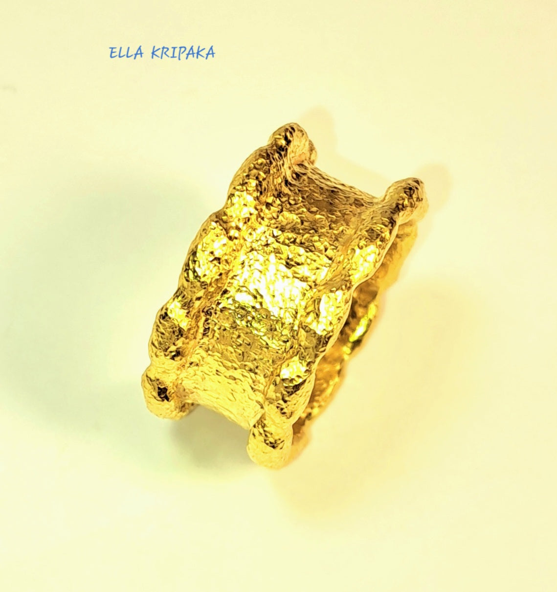 Custom Solid 24k 9999 Gold 25g/size 6US Organic Wavy Hammered Ring 11mm Can Be 22k Gold