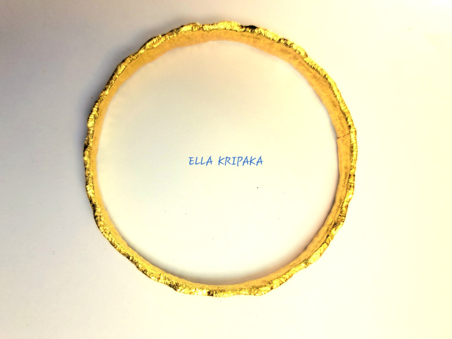 Custom Solid 22k 92.5% Gold 29g/size 7in, Hammered Organic Bracelet Durable Bangle, Thick 2.5mm Wavy Uneven Borders, Wide 8mm