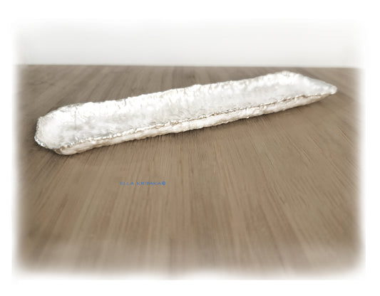 Custom Solid Fine 999 Silver, 350g and 450g, Hammered Organic Uneven Wavy Plate Interior Decor Shelf Decor, Length 28cm and 40cm