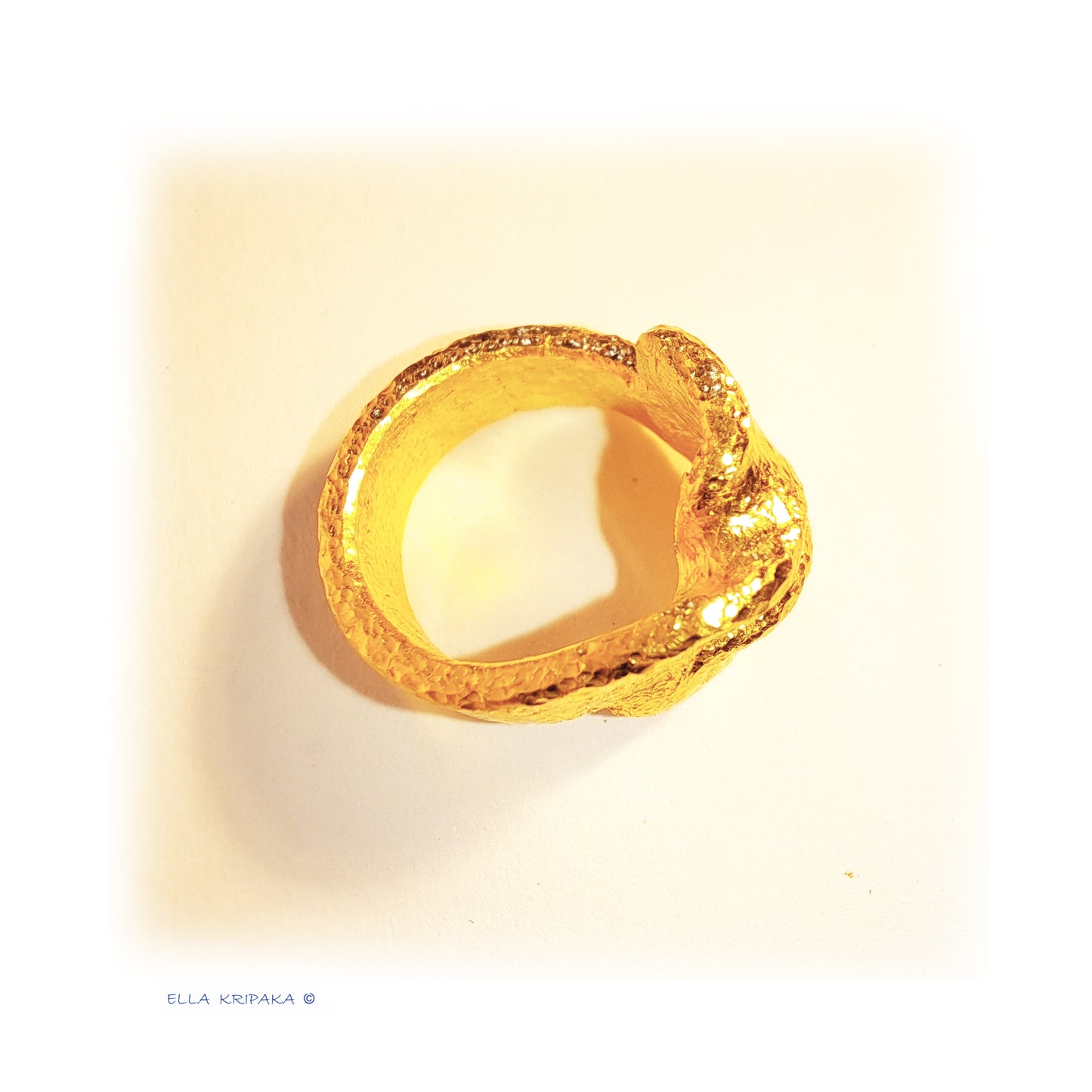 Custom Solid 24k 9999 Gold 30g/size 6US Twisted Hammered Ring Signet 18mm Can Be 22k Gold