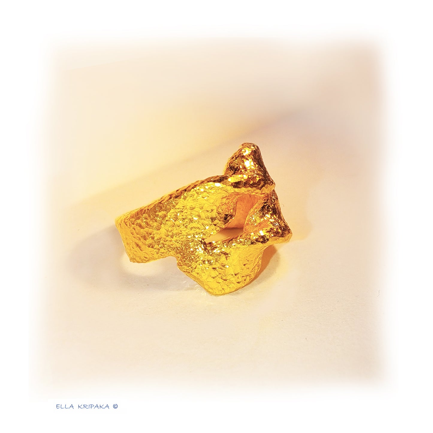 Custom Solid 24k 9999 Gold 30g/size 6US Twisted Hammered Ring Signet 18mm Can Be 22k Gold
