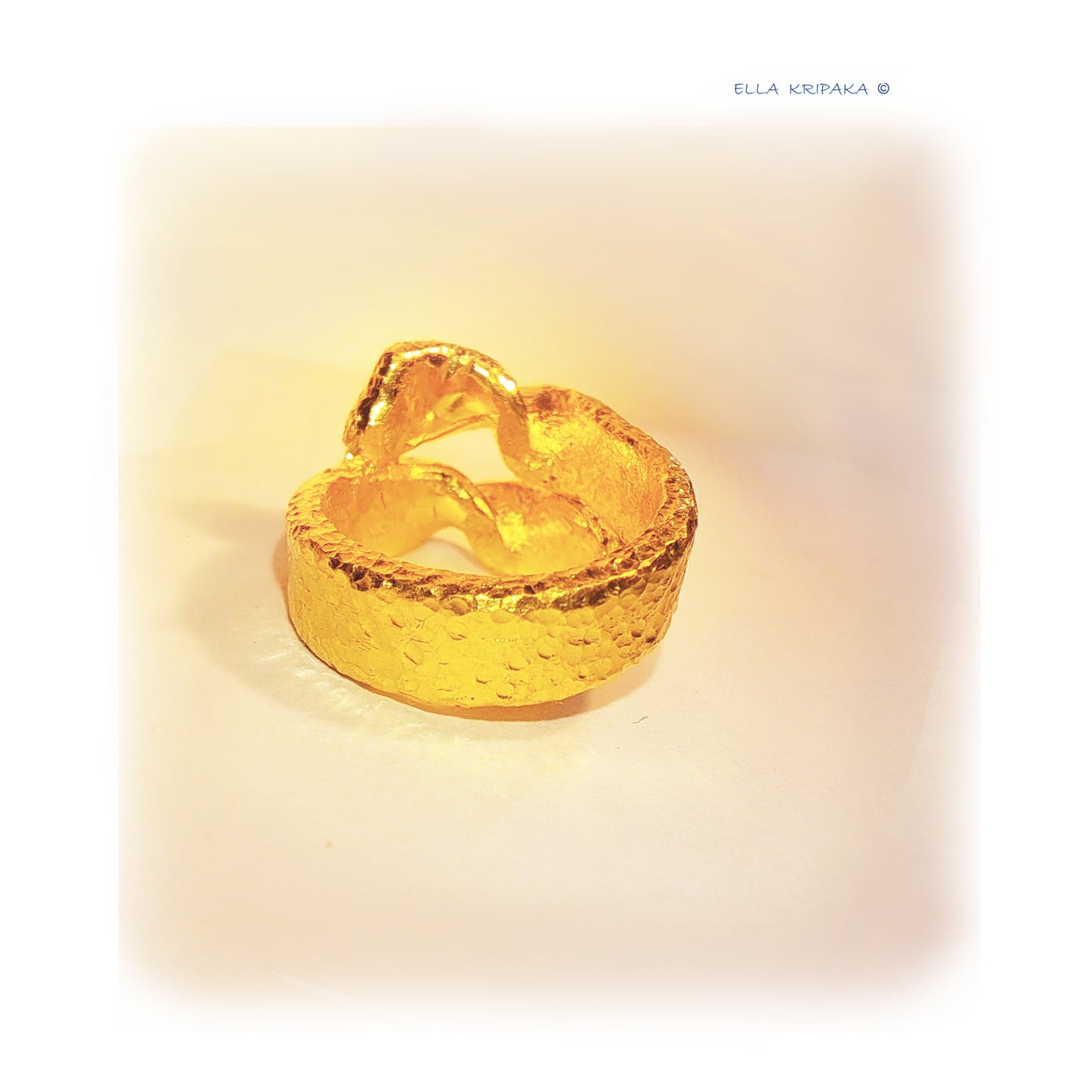 Custom Solid 24k 9999 Gold 30g/size 6US Twisted Hammered Ring Signet 18mm Can Be 22k Gold