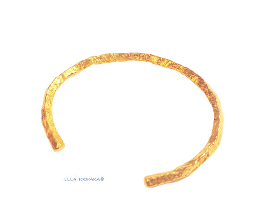 Custom Solid 24k 9999 Gold 41g/6in size Hammered Cuff Organic Bracelet 4.5mm Can Be 22k Gold