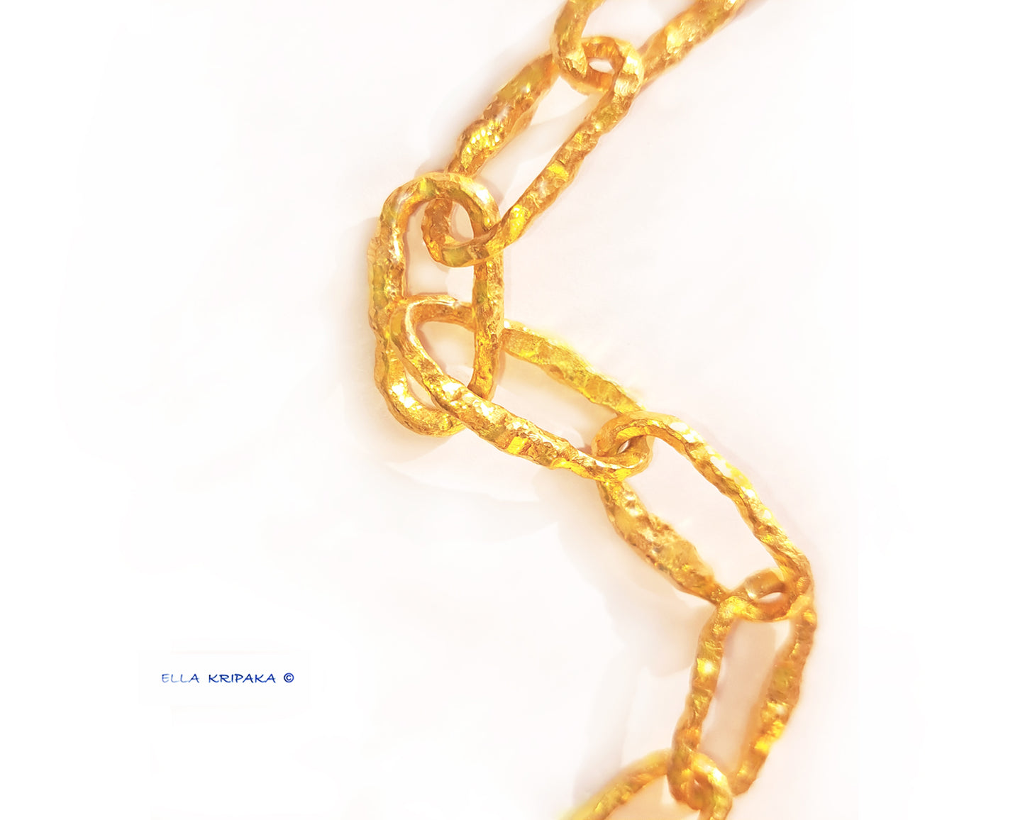 Custom Solid 24k 9999 Gold 100g/size 7in Hammered Organic Chain Bracelet 16mm Can Be 22k Gold
