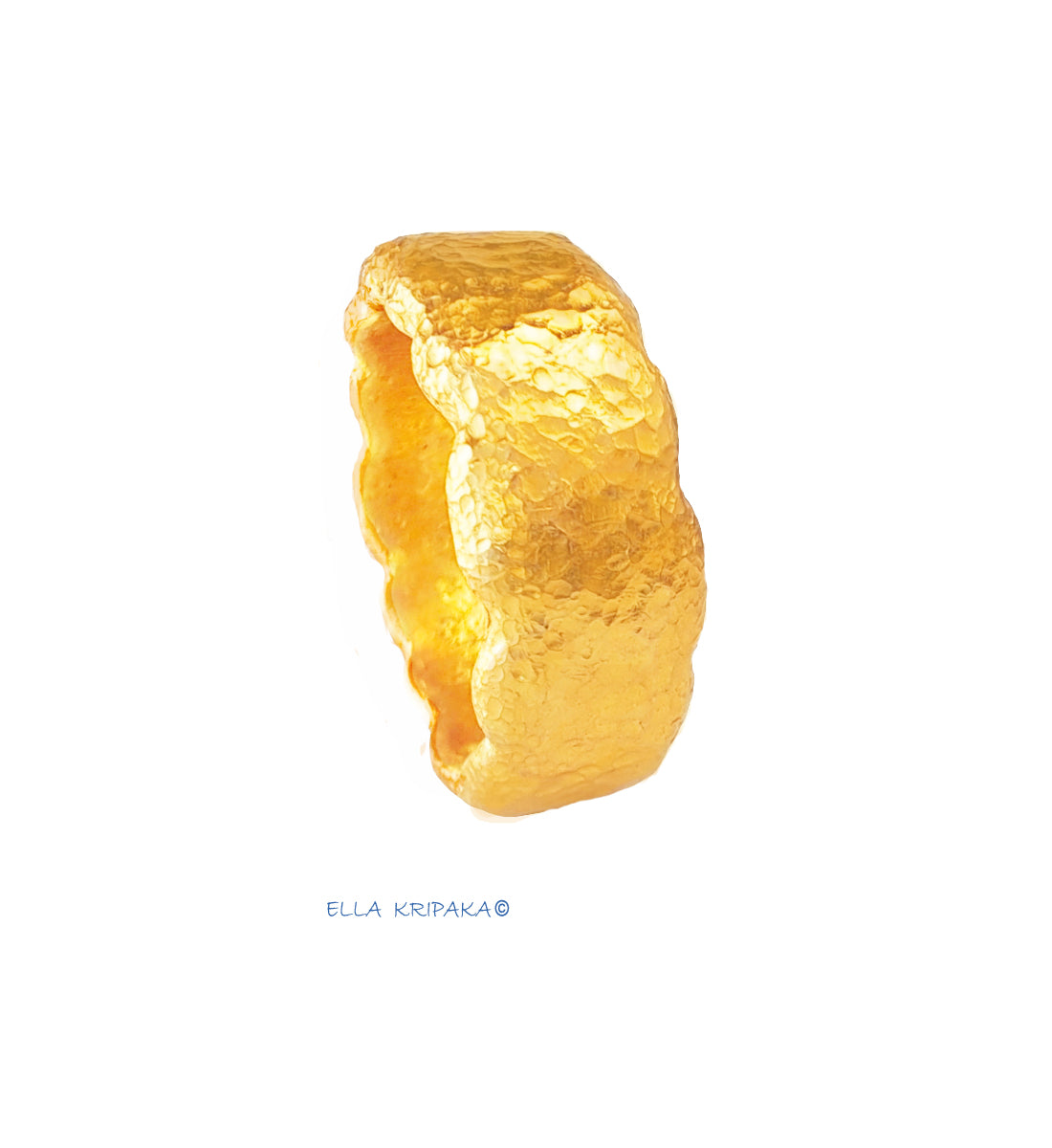 Custom Solid 24k 9999 Gold 30g/size 6US Organic Wavy Hammered Ring 8.5mm Can Be 22k Gold