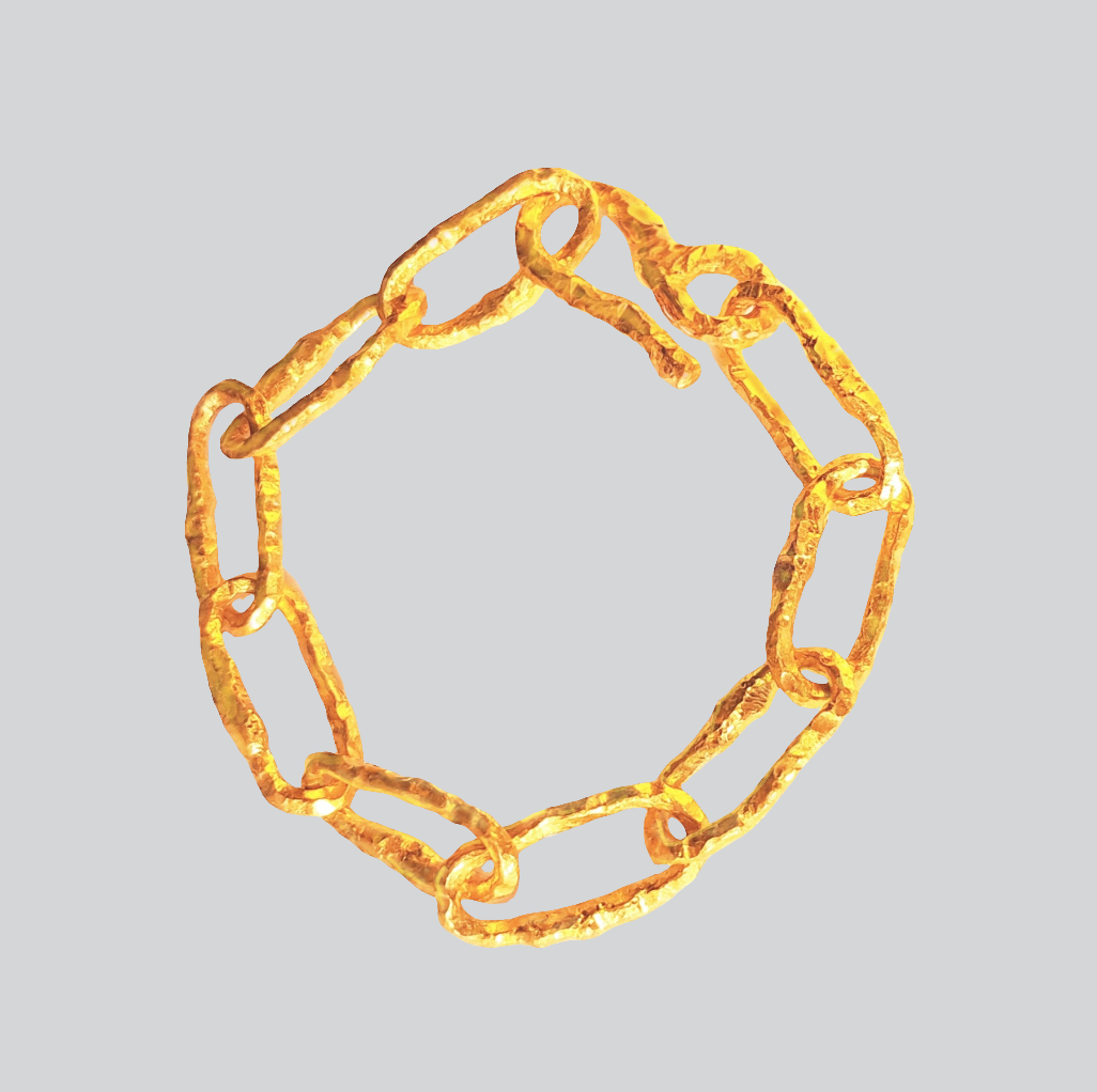 Custom Solid 24k 9999 Gold 100g/size 7in Hammered Organic Chain Bracelet 16mm Can Be 22k Gold