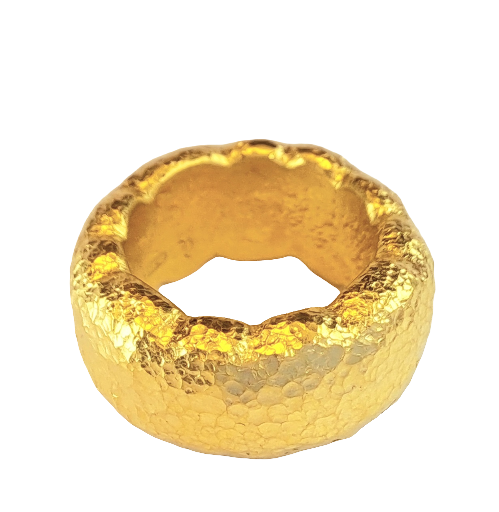 Hammered 24k Gold Hammered 9999 Gold Ring Organic Hammered 22k Gold Artist Ella Kripaka