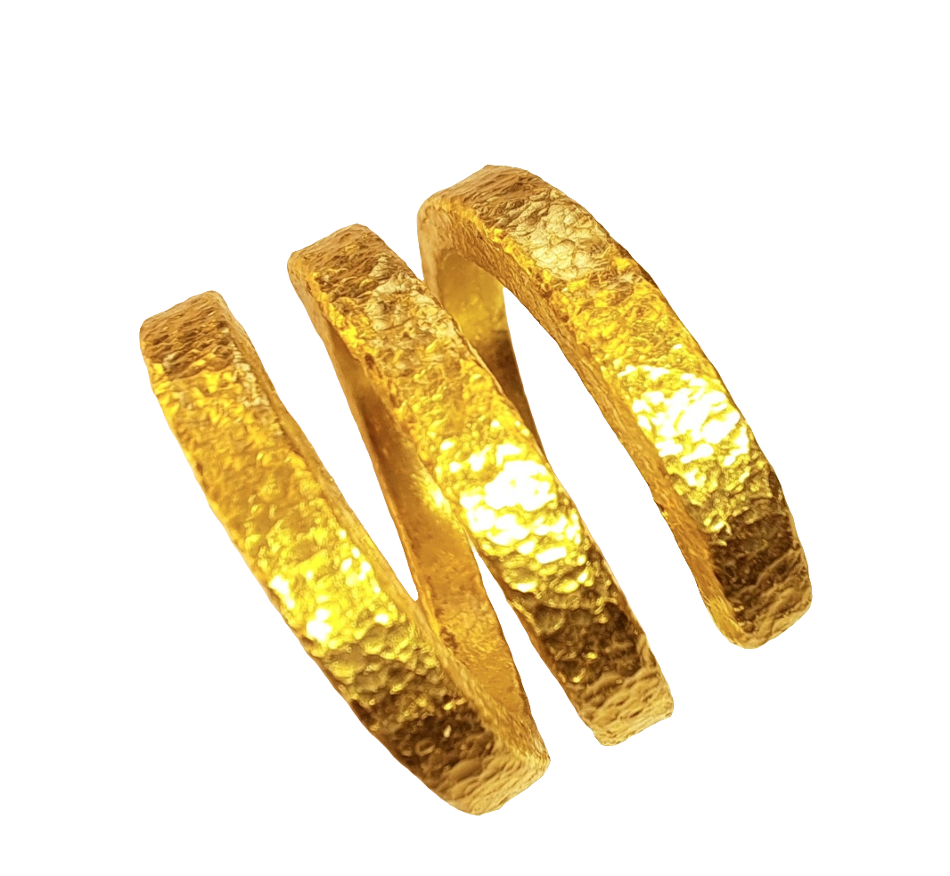 Hammered 24k Gold Hammered 9999 Gold Ring Ancient Rome Twisted Signet Hammered 22k Gold Artist Ella Kripaka