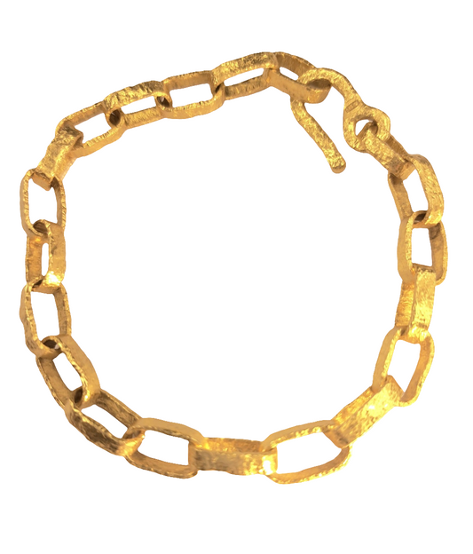 Hammered 24k Gold Hammered 9999 Gold Bracelet Chain Ancient Rome Hammered 22k Gold Artist Ella Kripaka