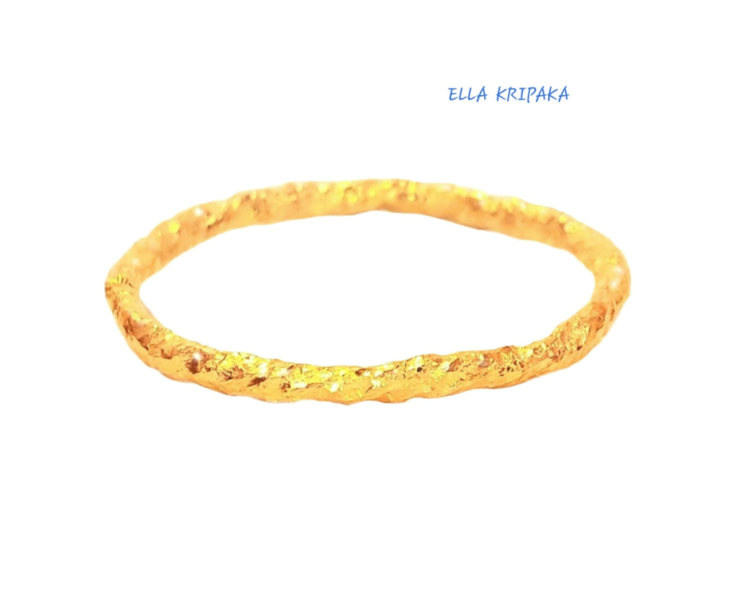 Custom Solid 24k 9999 Gold 72g/7in size Organic Hammered Bracelet Bangle 6.5mm Can Be 22k Gold