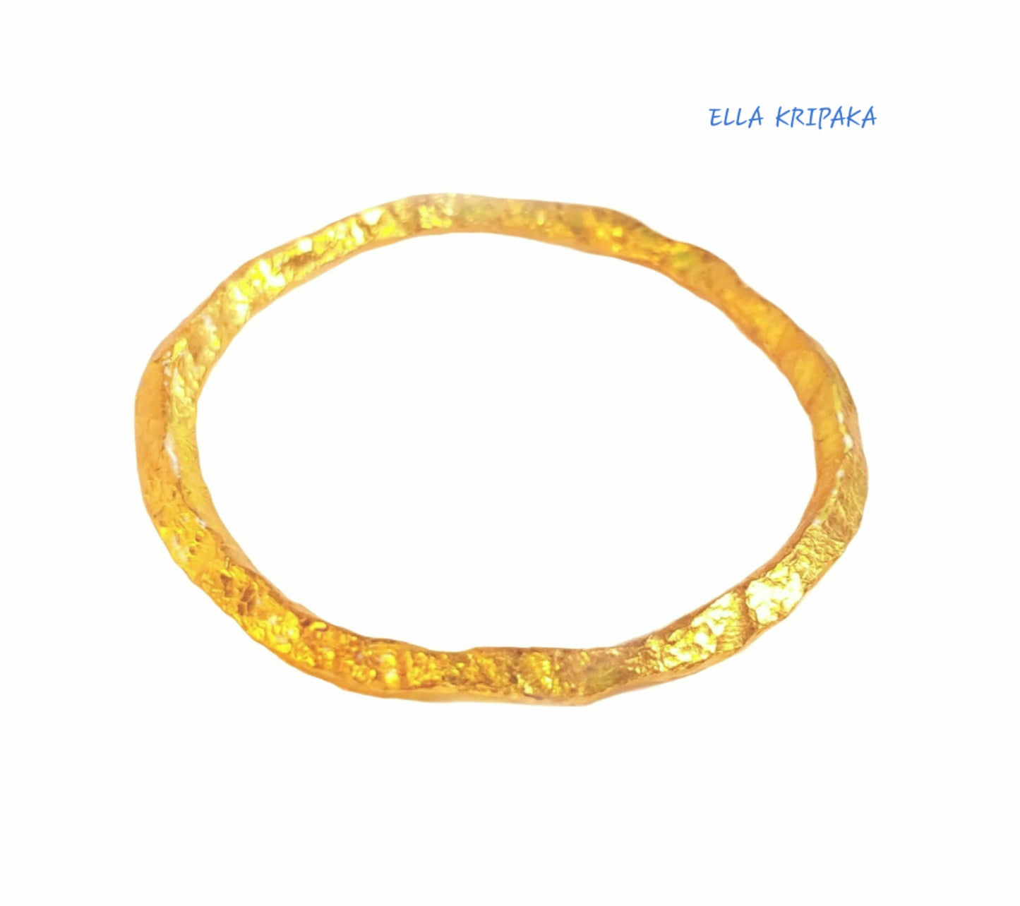 Custom Solid 24k 9999 Gold 95g/7in size Hammered Organic Bracelet Bangle 6.5mm Can Be 22k Gold