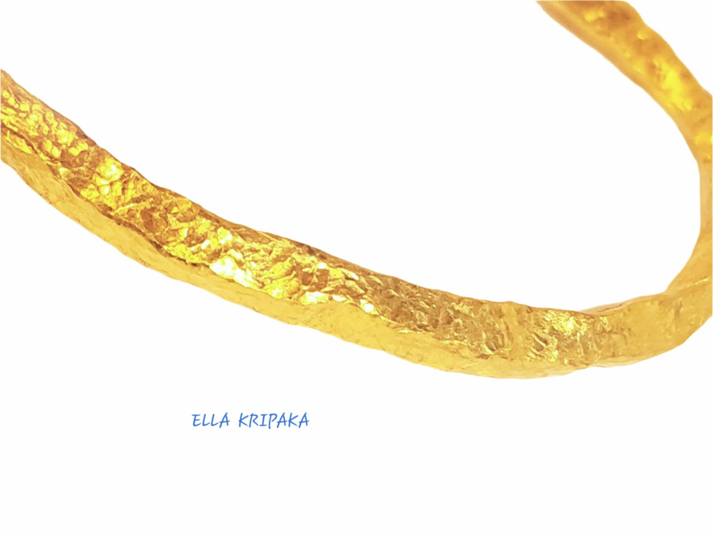 Custom Solid 24k 9999 Gold 95g/7in size Hammered Organic Bracelet Bangle 6.5mm Can Be 22k Gold