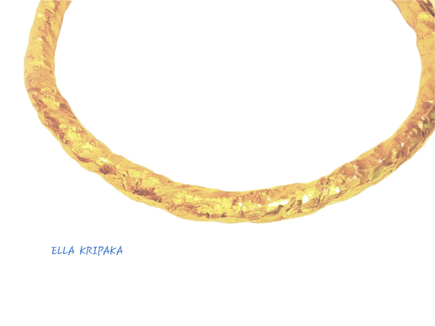 Custom Solid 24k 9999 Gold 72g/7in size Organic Hammered Bracelet Bangle 6.5mm Can Be 22k Gold