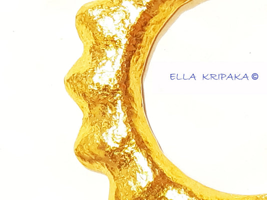 Hammered 24k 9999 Gold 9g &26g Hoop Ancient Rome Sun Earrings 22k