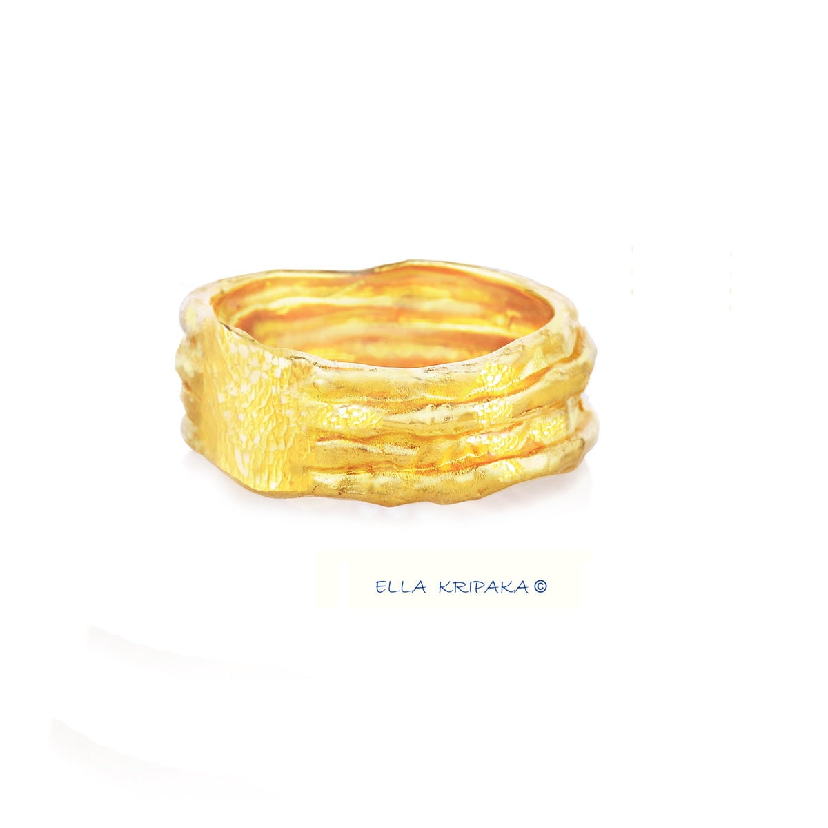 Custom Solid 24k 9999 Gold 9g/size 6US Hammered Organic Ring 9mm Can Be 22k Gold