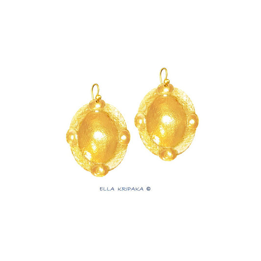 Hammered 24k 9999 Gold 9g &26g Byzantine Dome Earrings Custom 22k