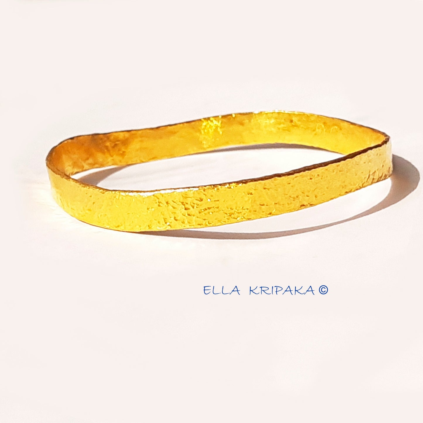 Custom Solid 24k 9999 Gold 50g/7in size, Hammered Uneven Bracelet Bangle 6.2mm Can Be 22k Gold