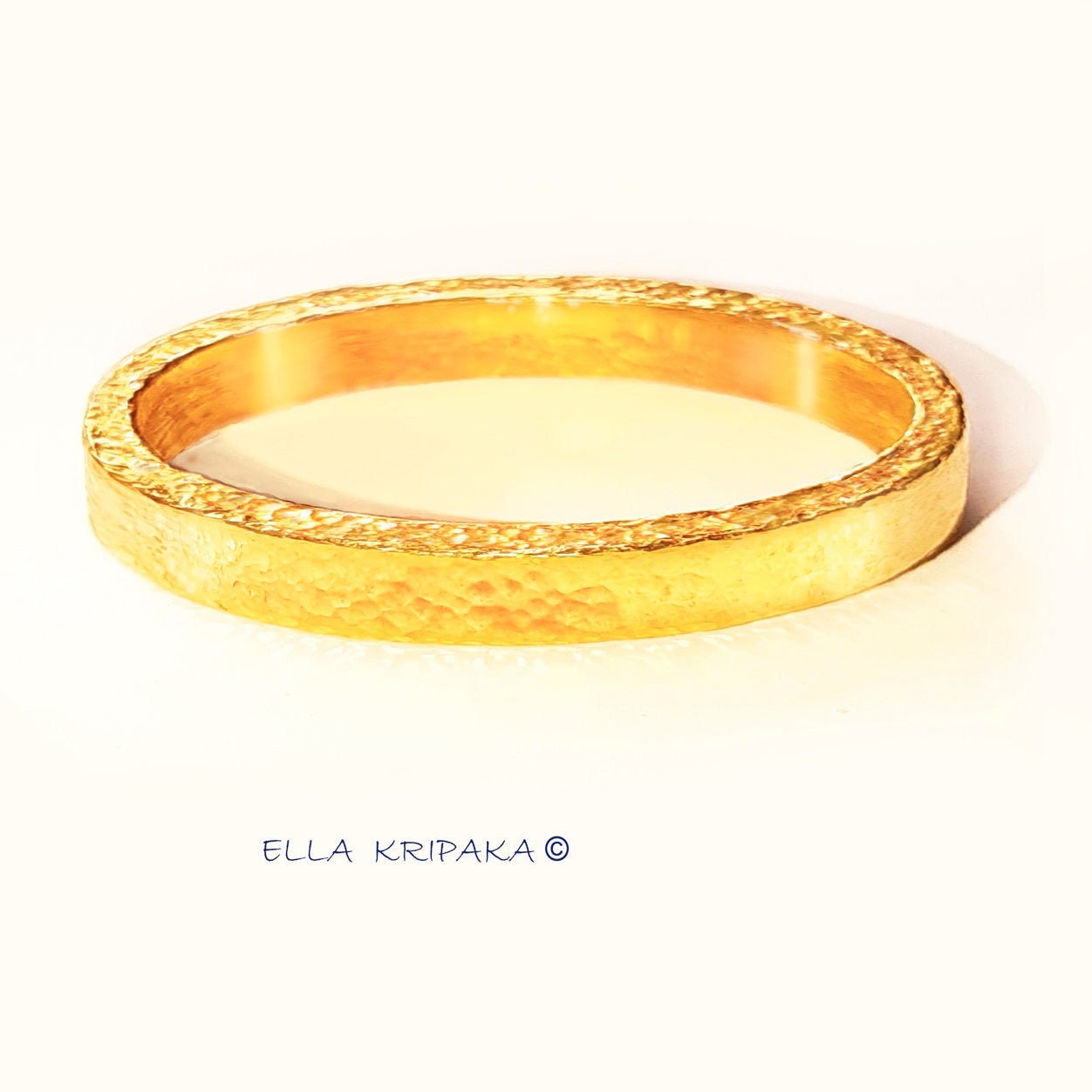 Custom Solid 24k 9999 Gold 87g/7in size Hammered Ancient Rome Bracelet Bangle 6.5mm Can Be 22k Gold