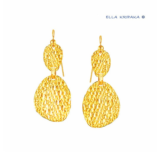 Hammered 24k 9999 Gold 9g & 25g Organic Uneven Earrings Custom 22k