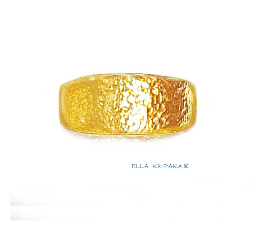 Hammered 24k 9999 Gold 28g Ancient Rome Ring Signet 10mm Thick 22k