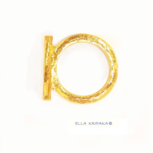 Custom Solid 24k 9999 Gold 38g size 6US Hammered Ancient Rome Signet Ring 20mm