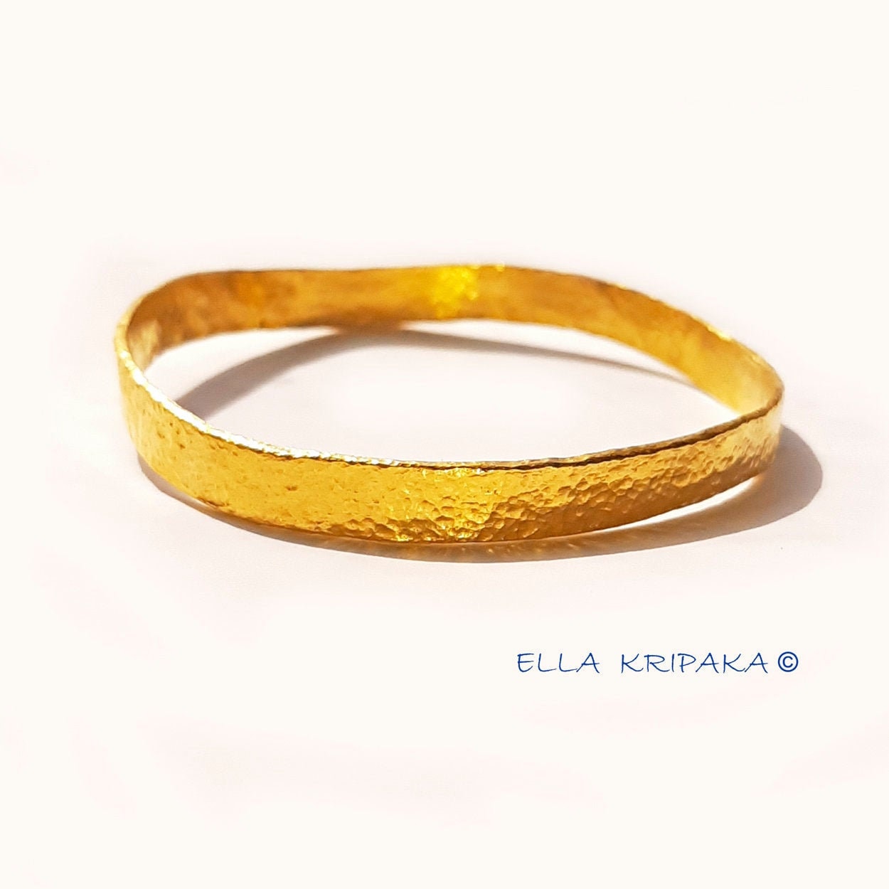 Custom Solid 24k 9999 Gold 50g/7in size, Hammered Uneven Bracelet Bangle 6.2mm Can Be 22k Gold
