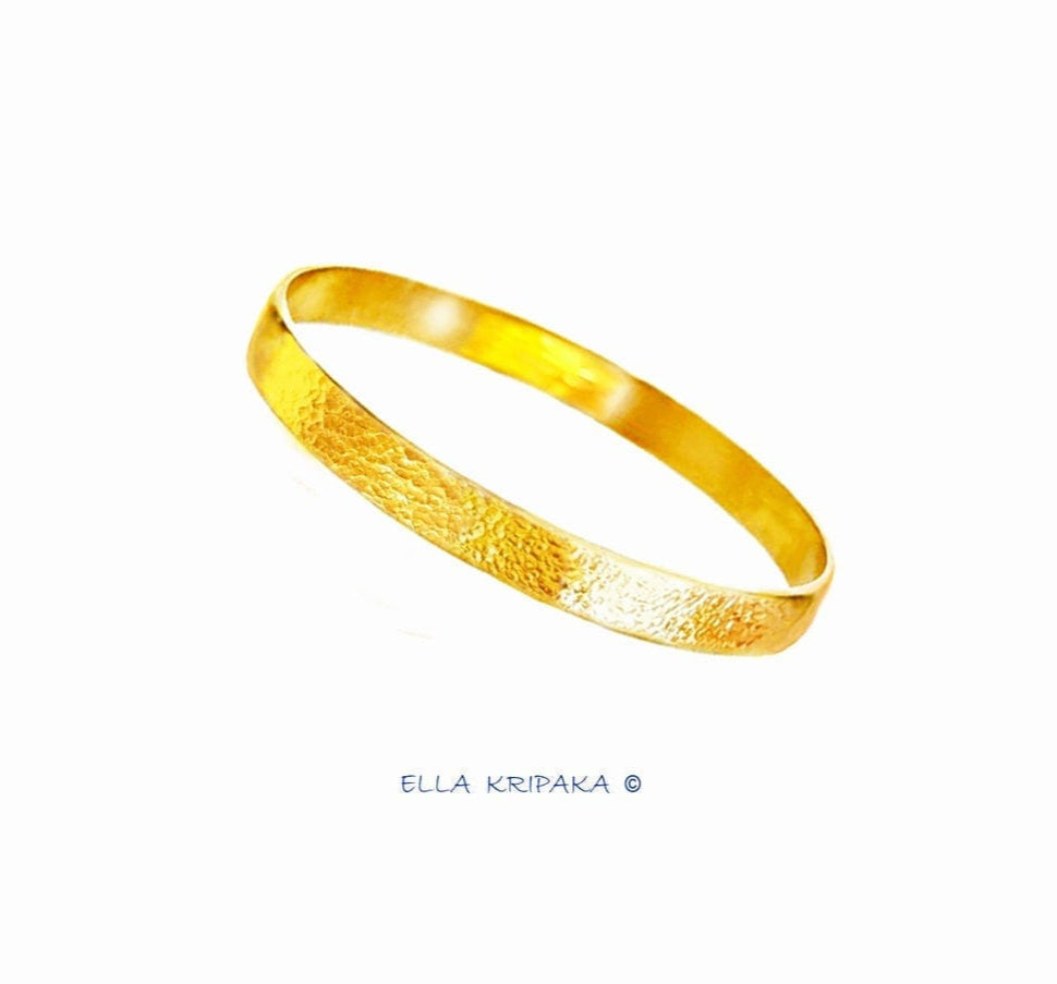 Custom Solid 22k 92.5% Gold 21g/size 7in, Hammered Ancient Rome Bracelet Durable Bangle, Wide 6mm Thickness 1mm, Discount For 2