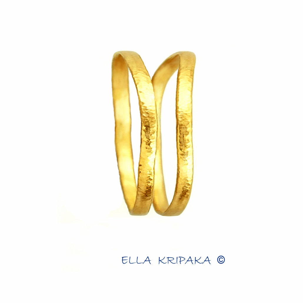 Custom Solid 22k 92.5% Gold 25g/size 7in, Hammered Uneven Bracelet Durable Bangle, Wide 7mm Thickness 1mm, Discount For 2