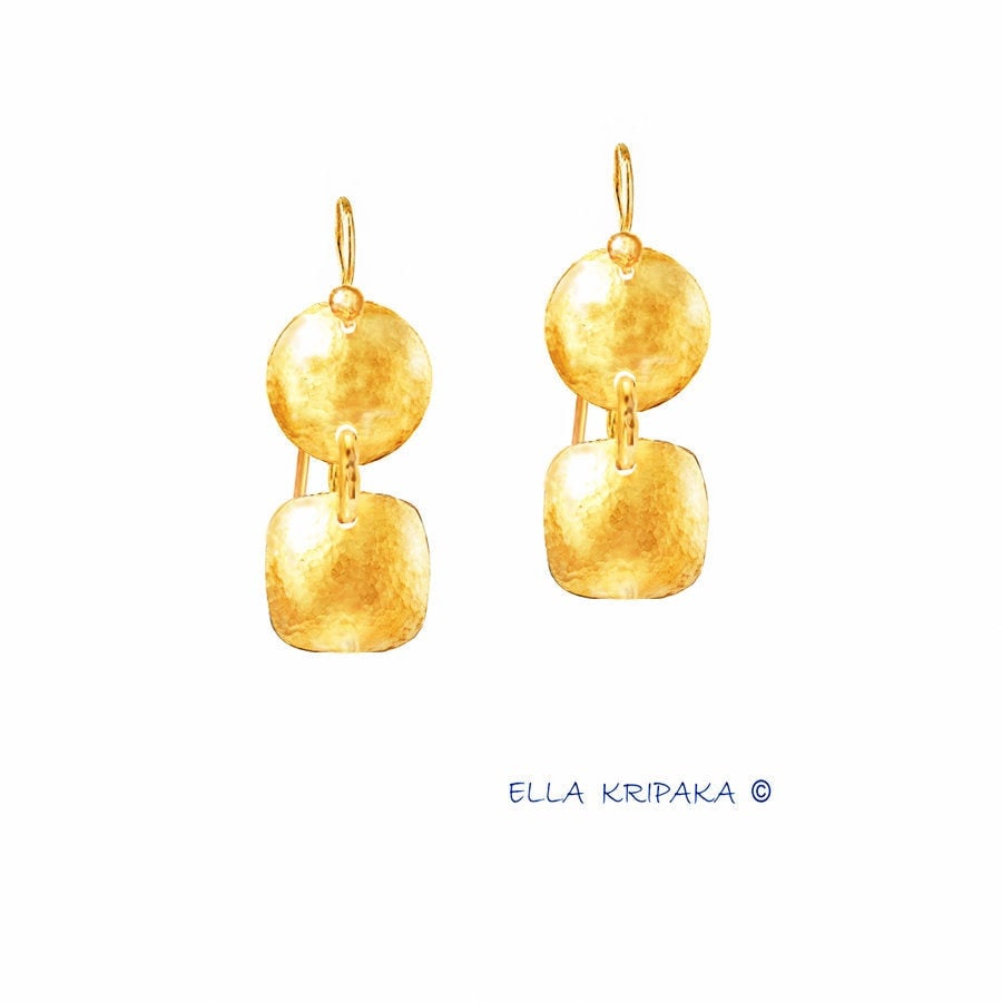 Custom 9999 24k Gold 12.5g & 21g Hammered Ancient Rome Convex Earrings 43mm & 55mm Can Be 22k Gold
