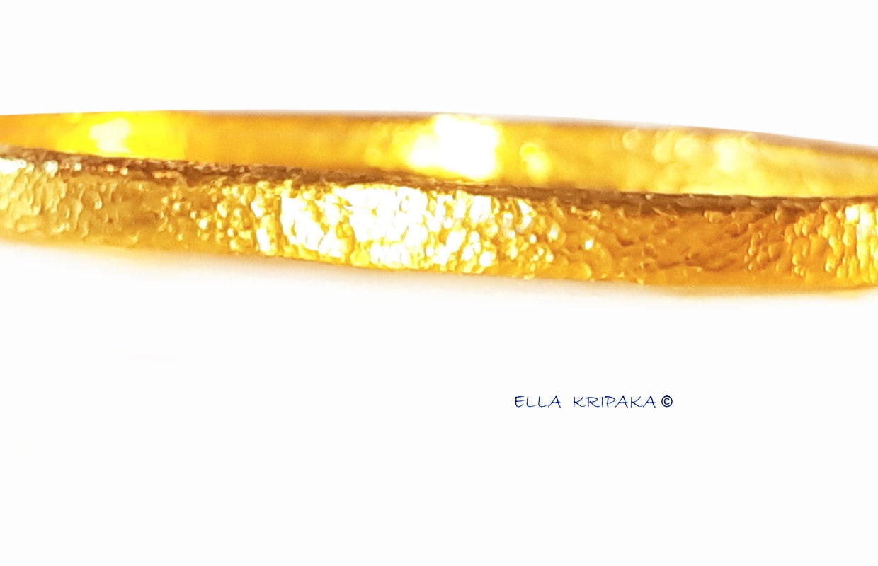 Custom Solid 24k 9999 Gold 34g/7in size Wide 4.2mm Hammered Bangle Bracelet Can Be 22k Gold